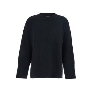 Grifoni Women Black Oversize Crewneck Sweater With Ribbed Trims In Cotton Woman